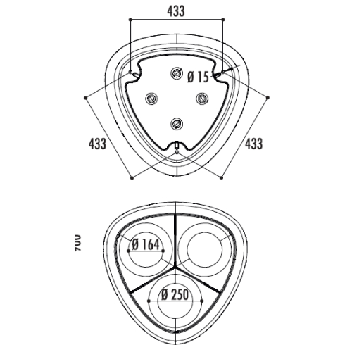 Dimensions corbeille Romain vue hauteur